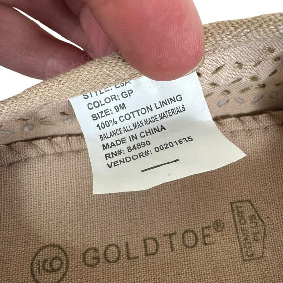 Gold Toe Beige Tan Eyelet Cutout Slip On Comfort Cushioned Platform Shoes Size 9 - Picture 6 of 7